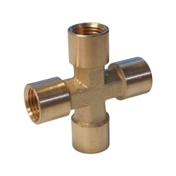 WDK-24FFB Фитинг X - образный, резъба 1/4" PT, F-F-F-F (внутренний), латунь WDK-24FFB