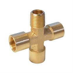 WDK-23FMB Фитинг X - образный, резъба 1/4" PT, F-F-F-M (внутренний/внешний), латунь WDK-23FMB