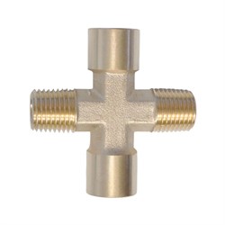 WDK-22FMB Фитинг X - образный, резъба 1/4" PT, F-F-M-M (внутренний/внешний), латунь WDK-22FMB