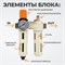 WDK-70120FA Блок подготовки воздуха 1/4", 16 бар с влагоотделителем 5 мкм, лубрикатором и регулятором давления WDK-70120FA